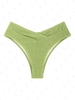 ZAFUL Bas de Bikini Texturé Croisé à Taille Haute à Lacets M Vert