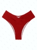 ZAFUL Bas de Bikini Texturé Croisé à Taille Haute à Lacets S Rouge