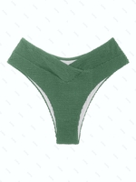 ZAFUL Bas de Bikini Texturé Croisé à Taille Haute à Lacets S Vert clair