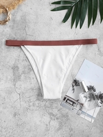 ZAFUL Bas de Bikini Texturé Côtelé à Bande Contrastée M Rouge foncé