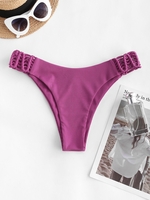 ZAFUL Bas de Bikini Tressé Côtelé S Pourpre