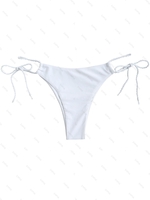 ZAFUL Bas de Bikini Tressé Noué à Côté à Bretelle S Blanc