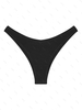 ZAFUL Bas de Maillot de Bain à Jambe Haute en Couleur Unie L Noir