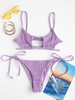 ZAFUL Bikini Plissé avec Trou de Serrure L Pourpre