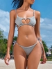 ZAFUL Bikini Plissé avec Trou de Serrure M Gris clair