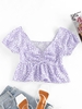 ZAFUL Blouse à Imprimé Péplum Fleurie à Volants L Violet clair