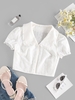 ZAFUL Blouse Courte Broderie Anglaise à Volants S Blanc