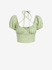ZAFUL Blouse de Laitière Croisée Plissée à Col Halter S Vert clair