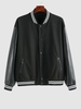 ZAFUL Blouson de Bombardier Boutonné à Manches en Faux Cuir Xl Noir