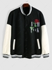 ZAFUL Blouson de Bombardier Lettre Brodée NEW YORK en Cuir PU Xxl Noir