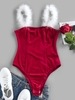 ZAFUL Body Combinaison Plume à Bretelle en Velours S Rouge