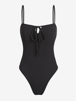 ZAFUL Body Côtelé à Bretelle sans Dos avec Trou de Serrure S Noir