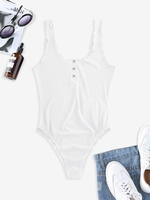 ZAFUL Body Côtelé Boutonné sans Manches S Blanc