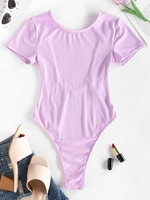 ZAFUL Body Côtelé sans Dos à Jambe Haute S Violet clair