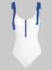 ZAFUL Body Demi Zip Anneau en D en Blocs de Couleurs M Blanc