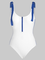 ZAFUL Body Demi Zip Anneau en D en Blocs de Couleurs Xl Blanc