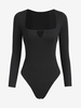 ZAFUL Body Manches Longues à Col U avec Trou de Serrure M Noir