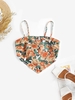 ZAFUL Camisole à Imprimé Fleur à Ourlet Echarpe M Café lumière