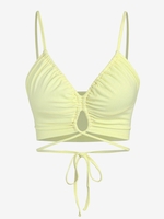 ZAFUL Camisole Courte Côtelée à Cordon de Serrage S Jaune clair