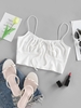 ZAFUL Camisole Courte Côtelée avec Nœud Papillon S Blanc