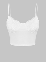 ZAFUL Camisole Courte Côtelée en Dentelle Insérée M Blanc