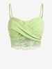 ZAFUL Camisole Courte Côtelée en Dentelle Insérée Torsadée S Vert clair