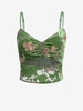 ZAFUL Camisole Courte Découpée Fleurie en Velours à Volants M Vert profond