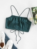 ZAFUL Camisole Courte Fleur en Jacquard à Lacets M Vert profond