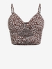 ZAFUL Camisole Courte Fleurie Imprimée Tordue à Volants S Café
