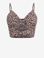 ZAFUL Camisole Courte Fleurie Imprimée Tordue à Volants S Café