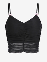 ZAFUL Camisole Courte Superposée en Maille avec Nœud Papillon S Noir