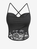ZAFUL Camisole Croisée en Avant Motif de Rose M Noir