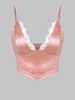 ZAFUL Camisole en Dentelle Insérée en Satin à Ourlet Echarpe M Rose léger