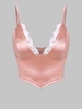 ZAFUL Camisole en Dentelle Insérée en Satin à Ourlet Echarpe S Rose clair