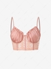 ZAFUL Camisole en Dentelle Insérée en Satin à Volants Style Corset M Rose clair