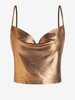 ZAFUL Camisole Métallique à Col Bénitier M Café