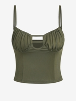 ZAFUL Camisole Plissée avec Coupe Echelle S Vert