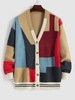 ZAFUL Cardigan Boutonné en Blocs de Couleurs S Multi a