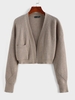 ZAFUL Cardigan Court à Goutte Epaule avec Poche S Café
