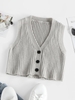 ZAFUL Cardigan Court Boutonné L Gris clair