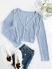 ZAFUL Cardigan Court Côtelé en Tricot L Bleu pastel