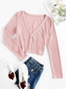 ZAFUL Cardigan Court Côtelé en Tricot L Rose cochon