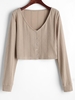 ZAFUL Cardigan Court en Tricot à Câble à Col V M Café