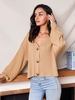 ZAFUL Cardigan Côtelé à Goutte Epaule à Col V M Café