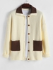 ZAFUL Cardigan en Couleur Jointive avec Bouton en Avant L Café lumière