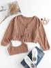 ZAFUL Cardigan en Tricot Losange à Goutte Epaule avec Haut Soutien-Gorge S Café