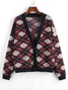 ZAFUL Cardigan Losange à Goutte Epaule M Rouge vineux