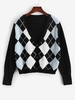 ZAFUL Cardigan Motif de Losange de Grande Taille à Col V