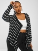 ZAFUL Cardigan Rayé Drapé Ouvert en Avant de Grande Taille