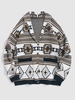 ZAFUL Cardigan Tricoté à Imprimé Aztèque Ethnique Boutonné S Café lumière